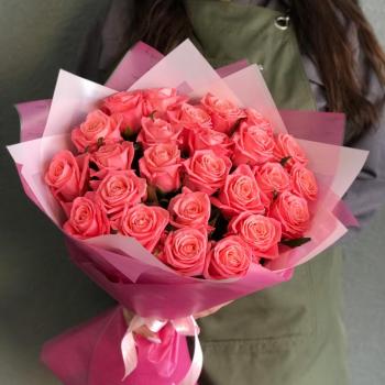Розовые розы 50 см 25 шт. (Россия) (код  315425)