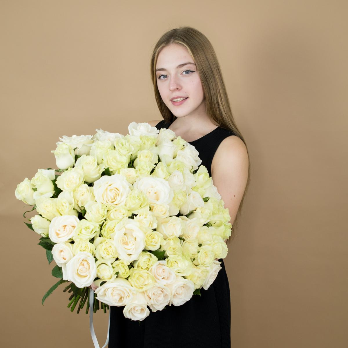 Букет из белых роз 101 шт 40 см (Эквадор) (артикул букета  86025)