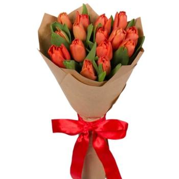 Букет красных тюльпанов 15 шт (Артикул: 134540)